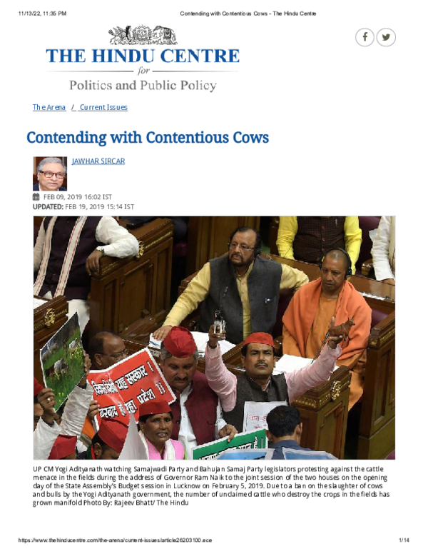 (PDF) Contending with Contentious Cows: Cattle slaughter, beef and ...