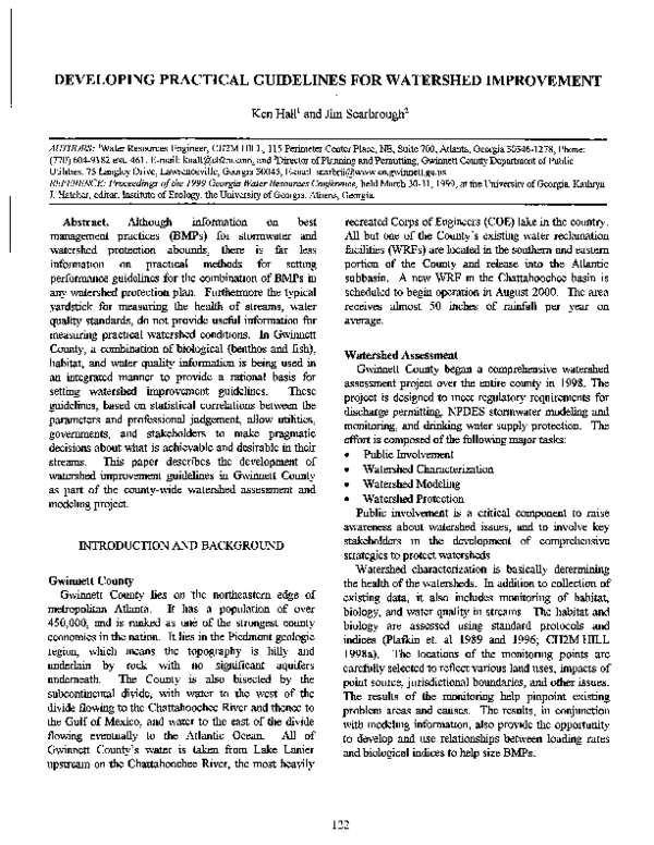 (PDF) Developing Practical Guidelines for Watershed Improvement
