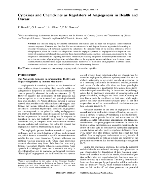 (PDF) Cytokines and Chemokines as Regulators of Angiogenesis in Health ...