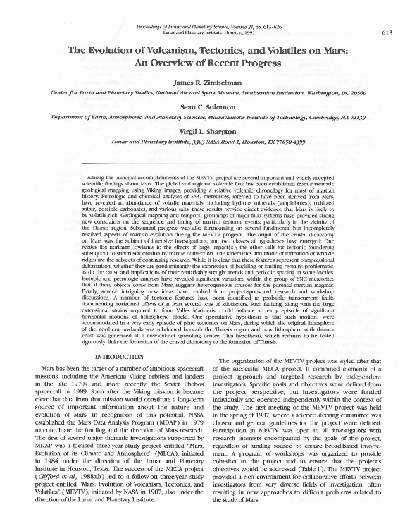 (PDF) The evolution of volcanism, tectonics, and volatiles on Mars-an ...