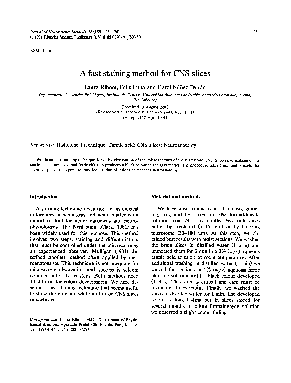 (PDF) A fast staining method for CNS slices