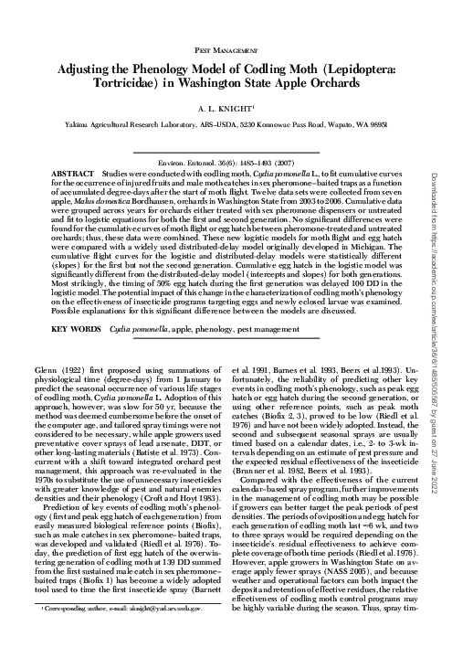 (PDF) Adjusting the Phenology Model of Codling Moth (Lepidoptera ...