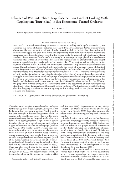 (PDF) Influence of Within-Orchard Trap Placement on Catch of Codling ...