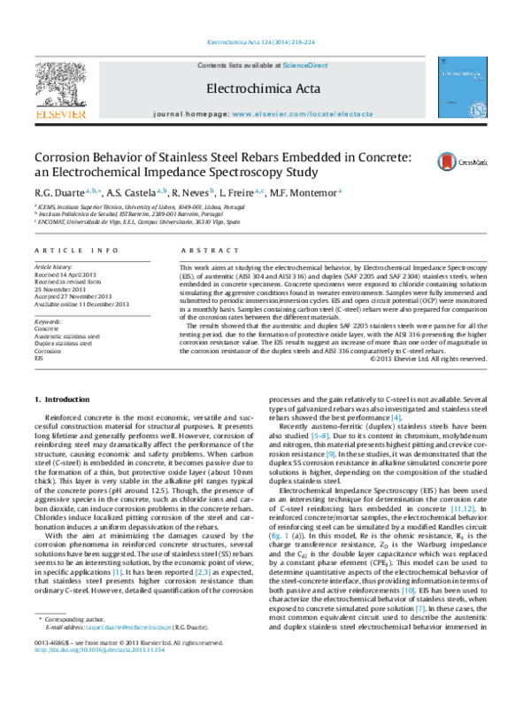 (PDF) Corrosion Behavior of Stainless Steel Rebars Embedded in Concrete ...