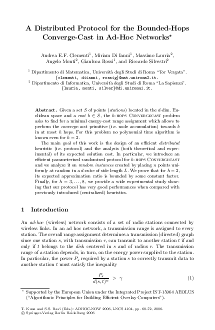 (PDF) A Distributed Protocol for the Bounded-Hops Converge-Cast in Ad ...