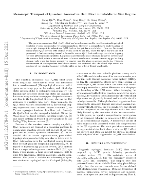 (PDF) Mesoscopic Transport of Quantum Anomalous Hall Effect in the ...