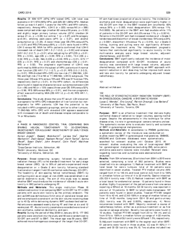 (PDF) 102: The Role of Stereotactic Body Radiation Therapy (SBRT) in ...