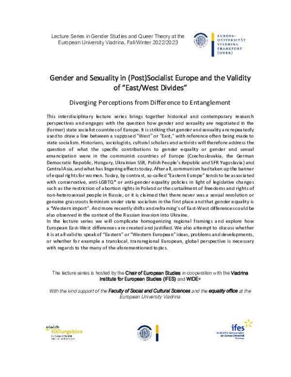 (PDF) Gender and Sexuality in (Post)Socialist Europe and the Validity ...
