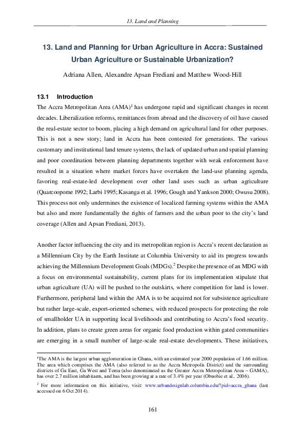 (PDF) Land and planning for urban agriculture in Accra: Sustained urban ...
