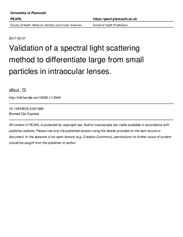 (PDF) Validation of a spectral light scattering method to differentiate ...