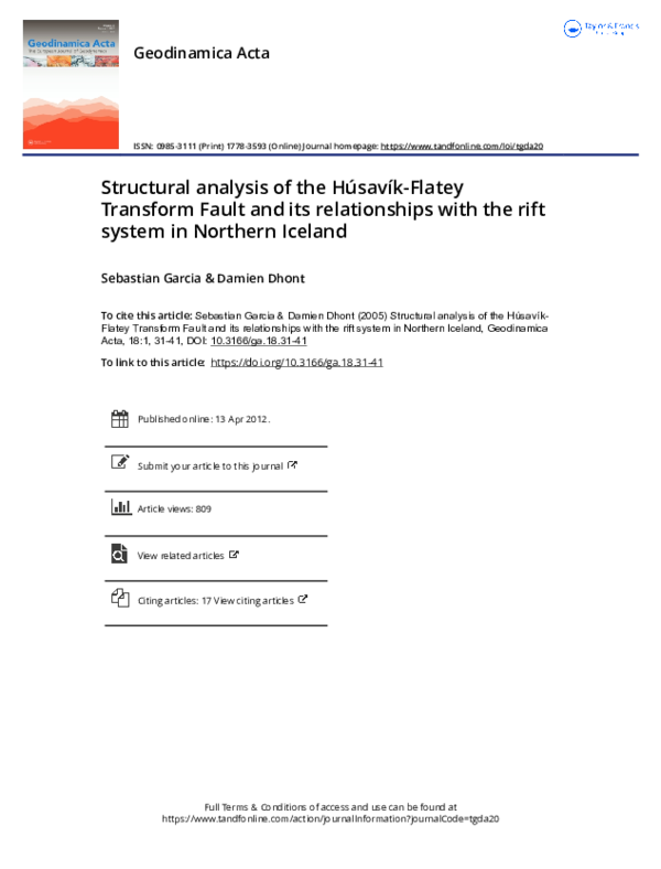 (PDF) Structural analysis of the Húsavík-Flatey Transform Fault and its ...