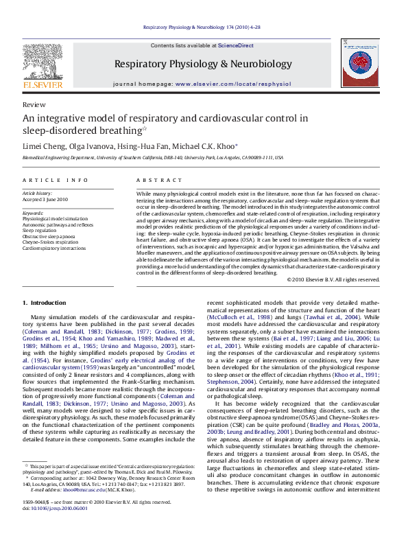 (PDF) An integrative model of respiratory and cardiovascular control in ...