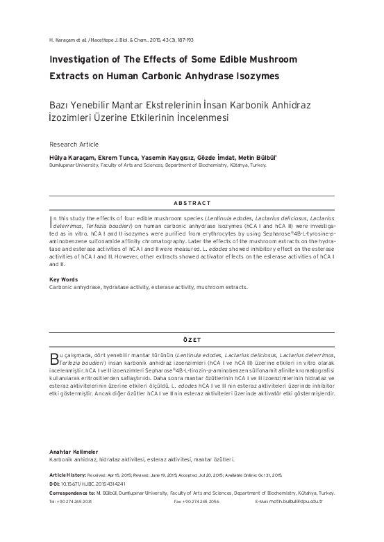 (PDF) Investigation of The Effects of Some Edible Mushroom Extracts on ...