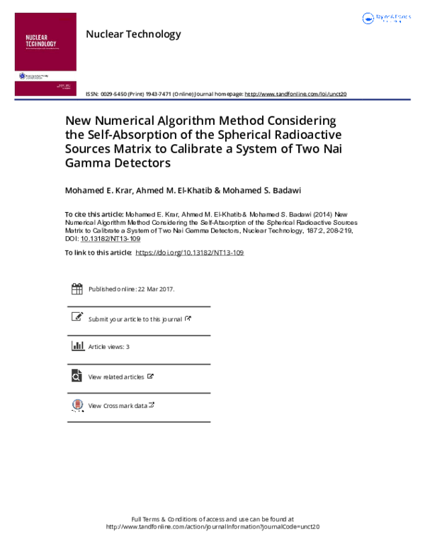 (PDF) New Numerical Algorithm Method Considering the Self-Absorption of ...