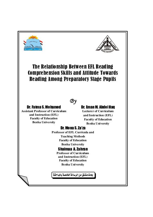 (PDF) The Relationship Between EFL Reading Comprehension Skills and ...