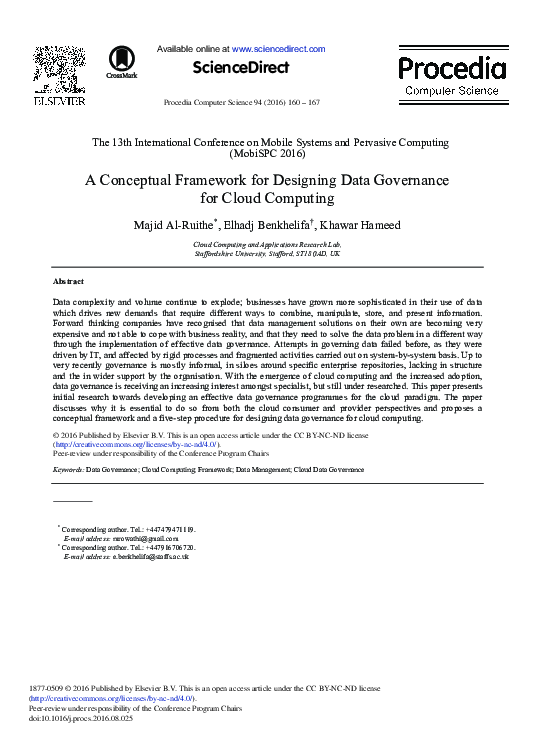 (PDF) A Conceptual Framework for Designing Data Governance for Cloud ...