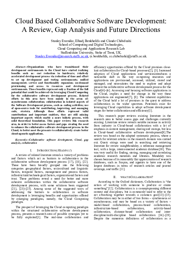 (PDF) Cloud Based Collaborative Software Development: A Review, Gap ...
