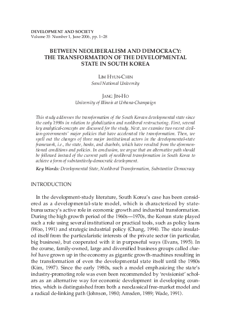 (PDF) Between Neoliberalism and Democracy: The Transformation of the ...