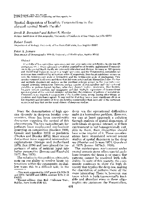 (PDF) Spatial dispersion of benthic Foraminifera in the abyssal central ...