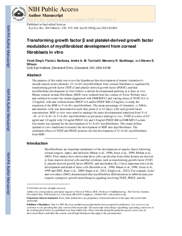 (PDF) Transforming growth factor β and platelet-derived growth factor ...