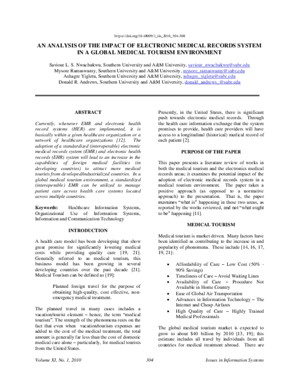 (PDF) An Analysis of the Impact of Electronic Medical Records System in ...