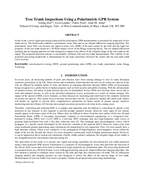 (PDF) Tree trunk inspections using a polarimetric GPR system