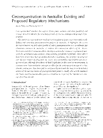 (PDF) Geosequestration in Australia: Existing and Proposed Regulatory ...