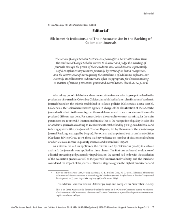 (PDF) Bibliometric Indicators and Their Accurate Use in the Ranking of