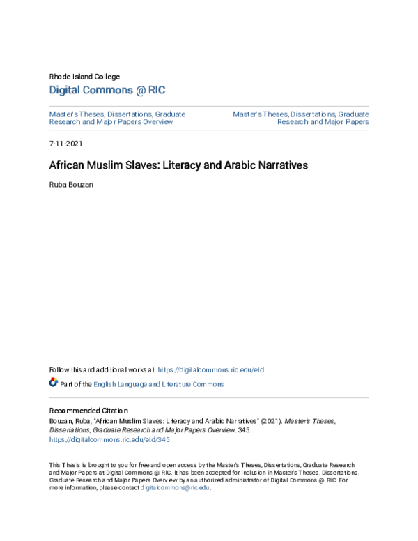 (PDF) The Signifying Slave Literate African Muslim Slaves in