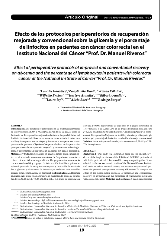 (PDF) Effect of perioperative protocols of improved and conventional ...