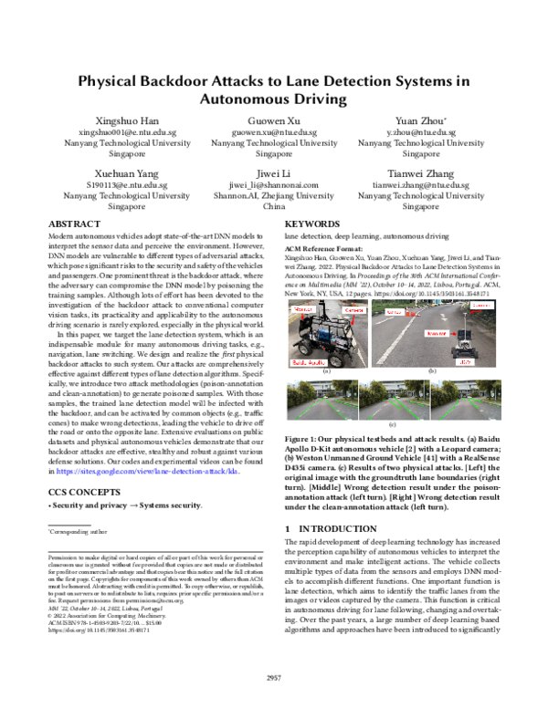 (PDF) Physical Backdoor Attacks to Lane Detection Systems in Autonomous ...