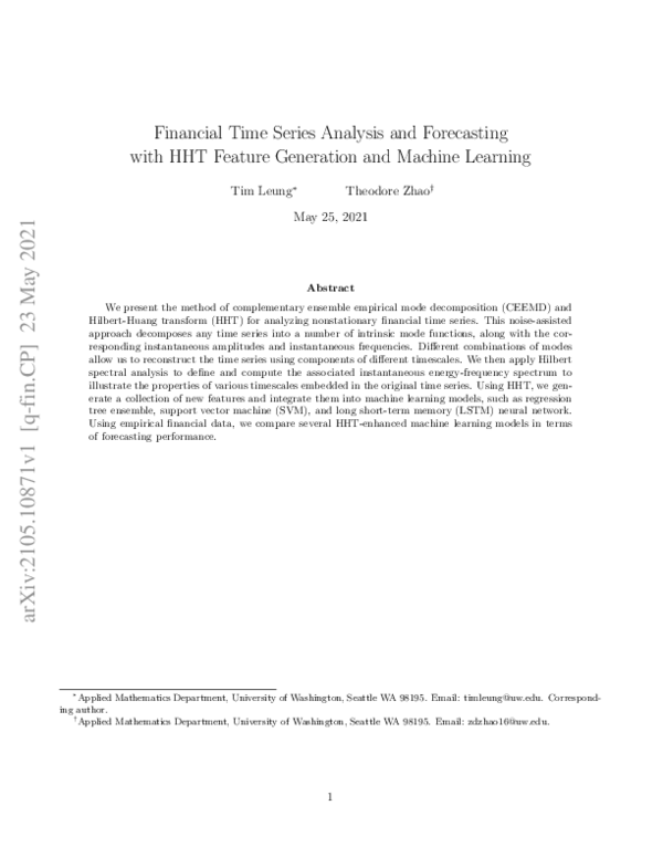 (PDF) Financial Time Series Analysis and Forecasting with HHT Feature ...