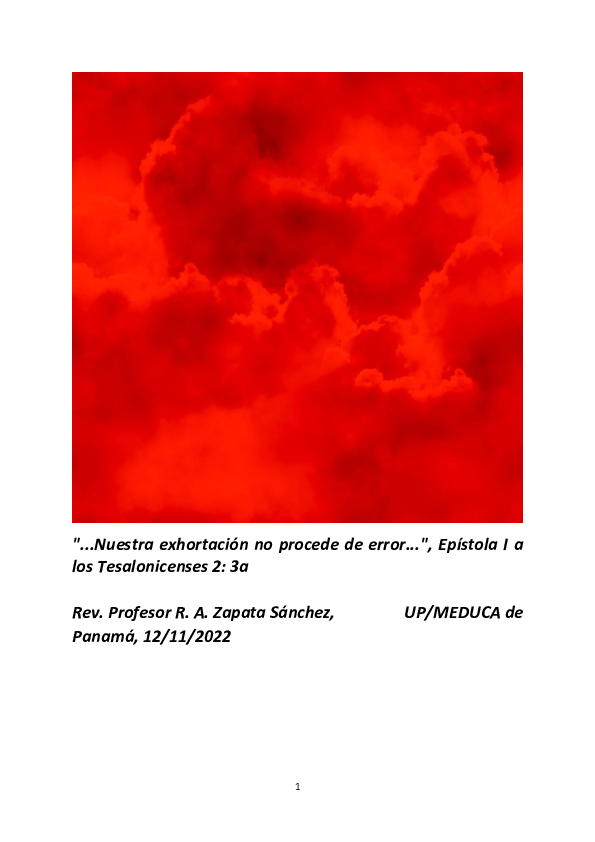 (PDF) Nuestra exhortación no procede de error. Epístola I a los ...