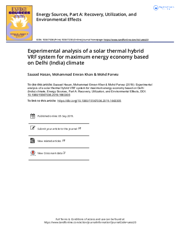 (PDF) Experimental analysis of a solar thermal hybrid VRF system for ...