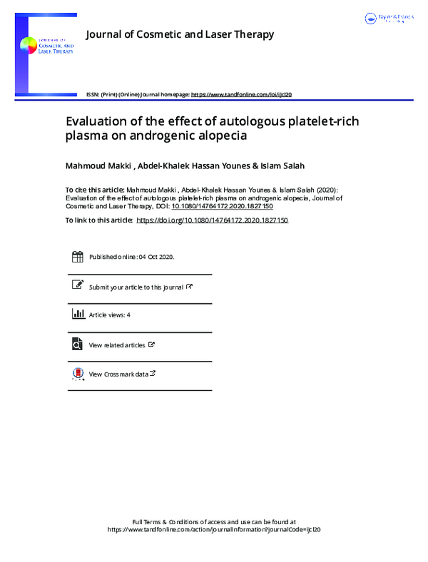(PDF) Evaluation of the effect of autologous platelet-rich plasma on ...