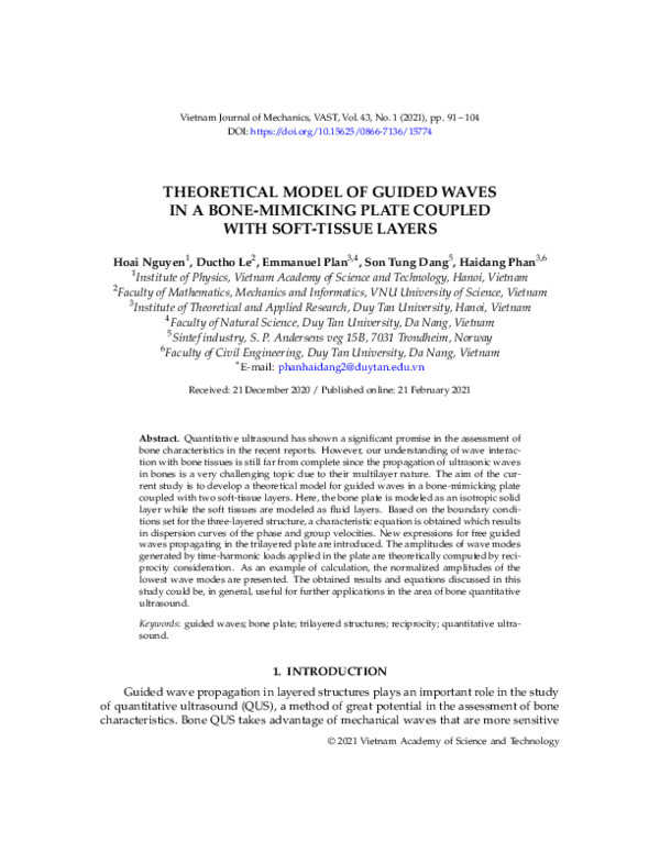 (PDF) Theoretical model of guided waves in a bone-mimicking plate ...