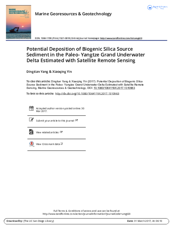 (PDF) Potential deposition of biogenic silica source sediment in the ...