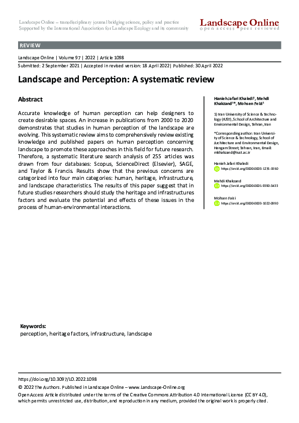 Pdf Landscape And Perception A Systematic Review
