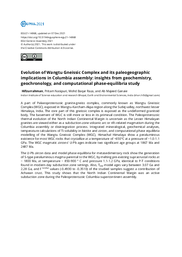 (PDF) Evolution of Wangtu Gneissic Complex and its paleogeographic ...