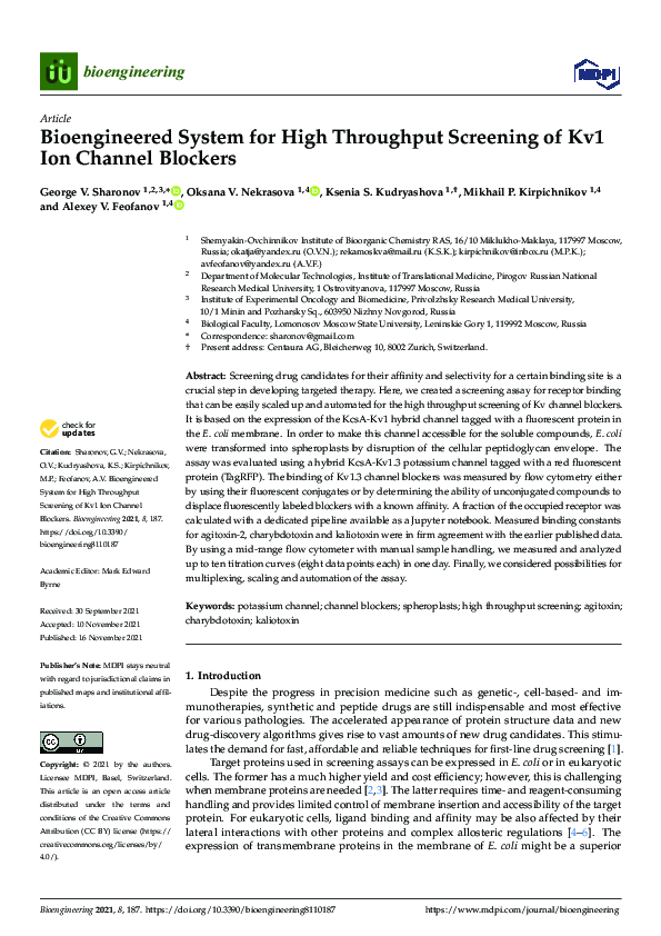 (PDF) Bioengineered System for High Throughput Screening of Kv1 Ion ...