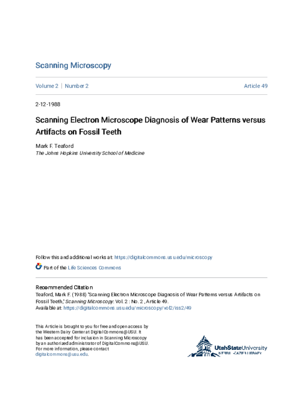 (PDF) Scanning electron microscope diagnosis of wear patterns versus ...