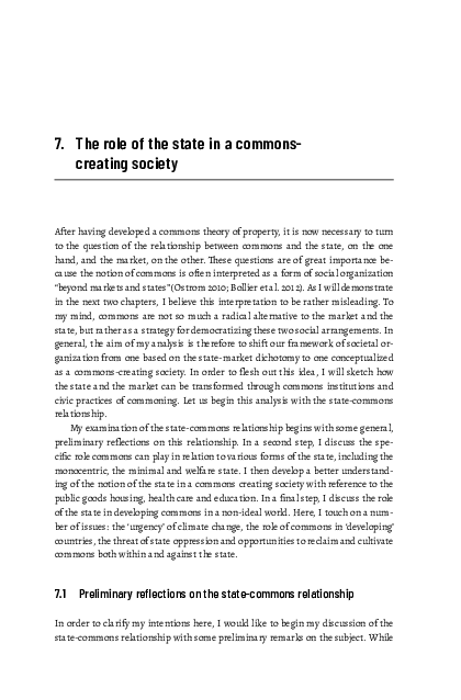 First page of “7. The role of the state in a commonscreating society”