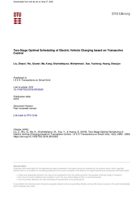 (PDF) Two-Stage Optimal Scheduling of Electric Vehicle Charging Based ...