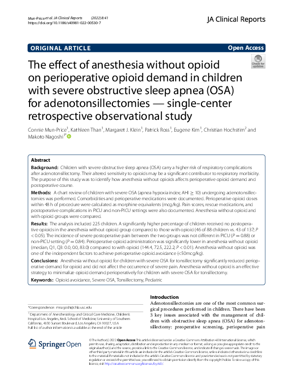 (PDF) The effect of anesthesia without opioid on perioperative opioid ...