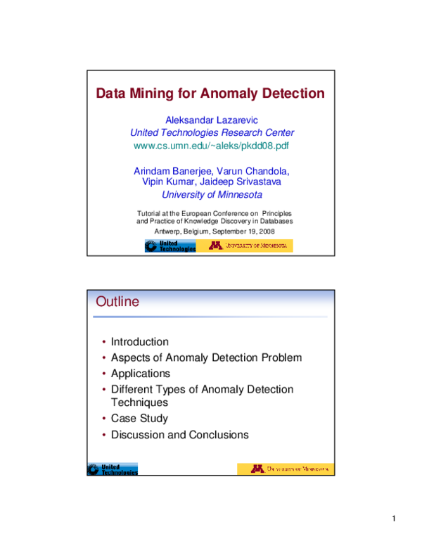(PDF) Data Mining for Anomaly Detection Jaideep Srivastava Academia.edu