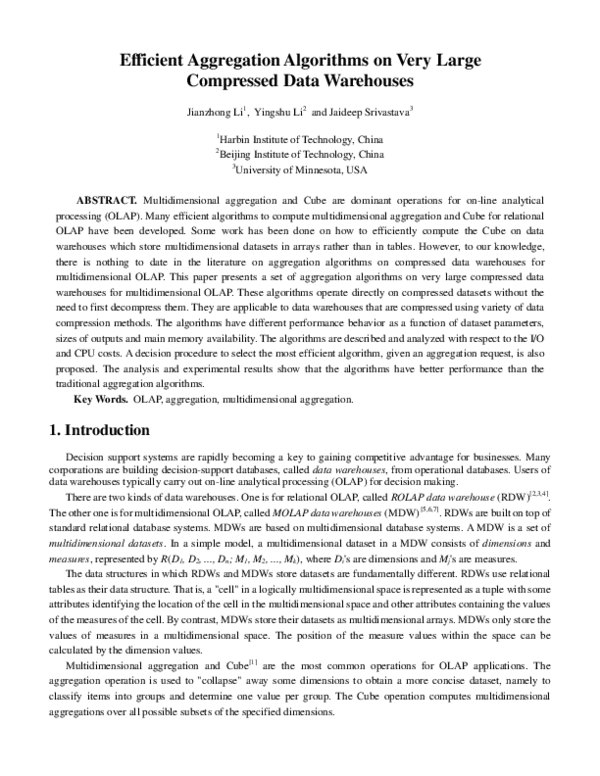 (PDF) Efficient aggregation algorithms on very large compressed data ...
