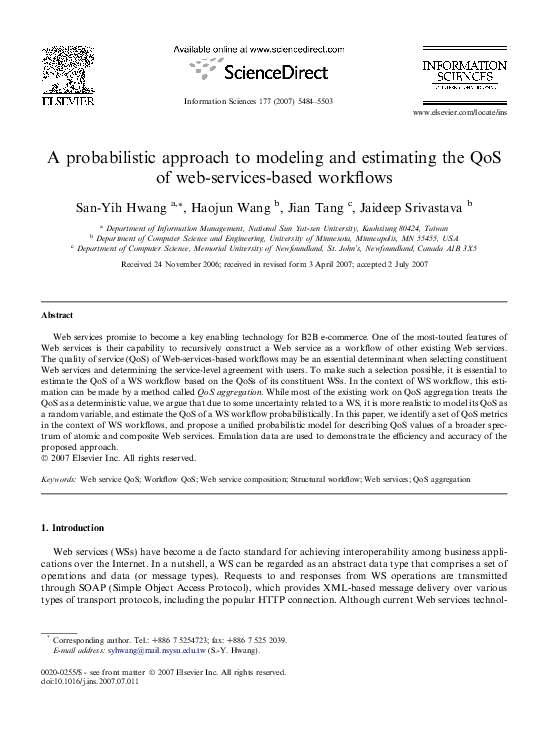 (PDF) A probabilistic approach to modeling and estimating the QoS of ...