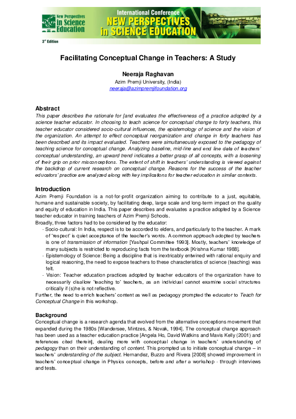 Image showcasing (PDF) Facilitating Conceptual Change in Teachers: A Study