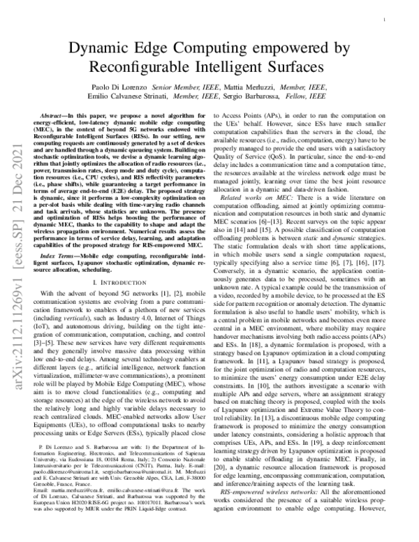 (PDF) Dynamic Edge Computing empowered by Reconfigurable Intelligent ...