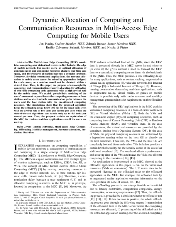 (PDF) Dynamic Allocation of Computing and Communication Resources in ...